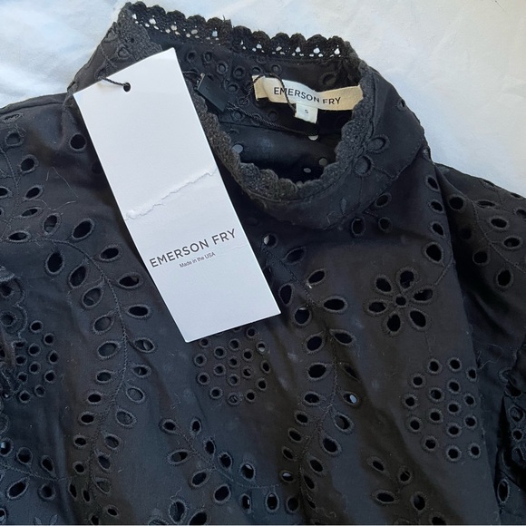 Emerson Fry Pearl Long Sleeve Blouse in Black Eyelet - Picture 8 of 8
